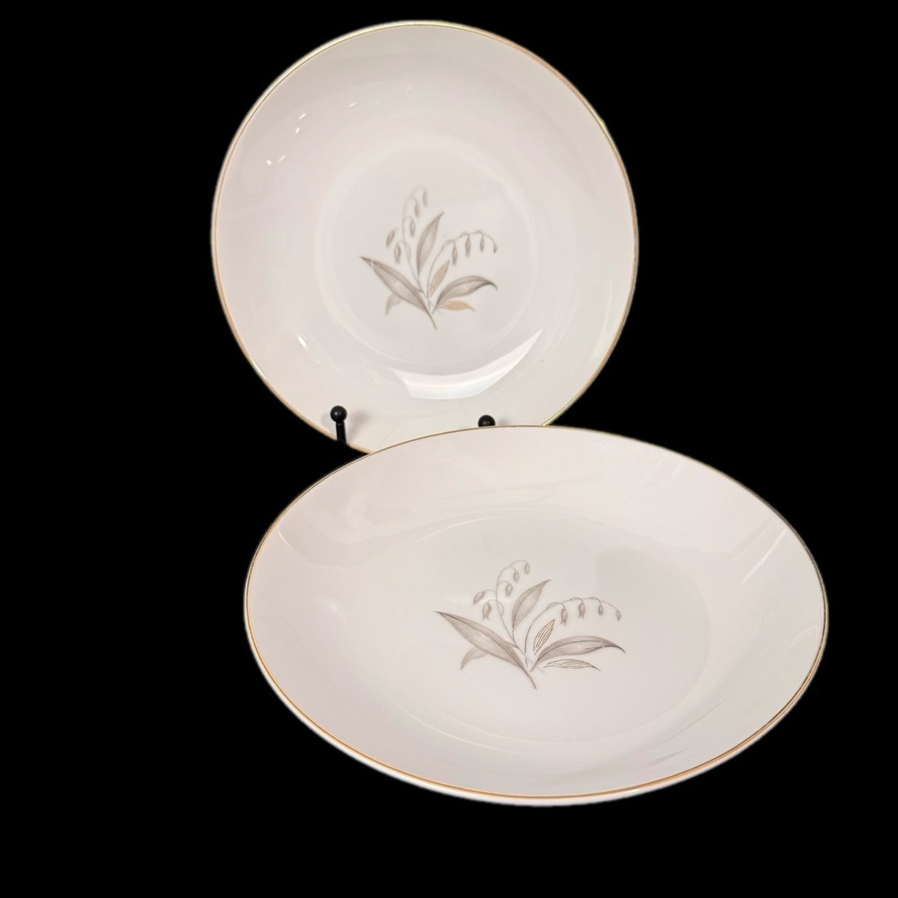 Kaysons Soup Bowls 2pc 7.5in White Golden Rhapsody Fine China Japan Vintage